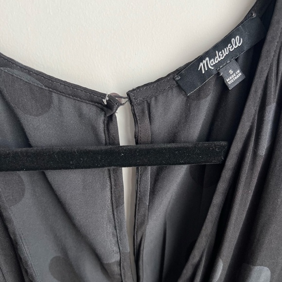 EUC Madewell Black Polka Dot Wrap Front Smock Waist Jumpsuit - Small - Picture 8 of 13